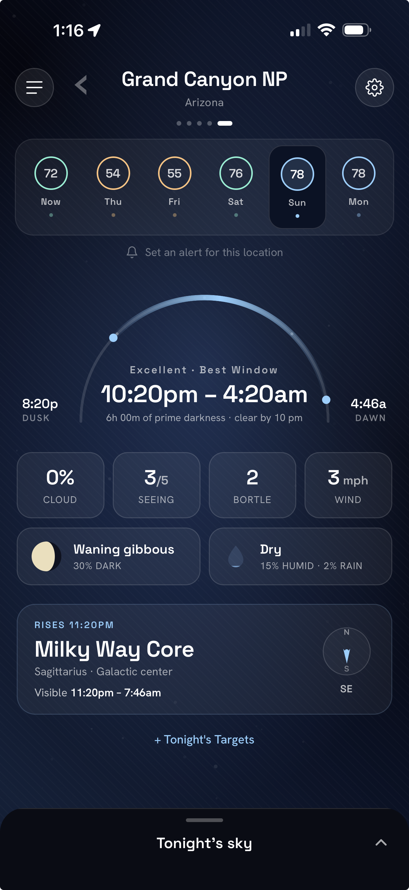 ClearNight home screen